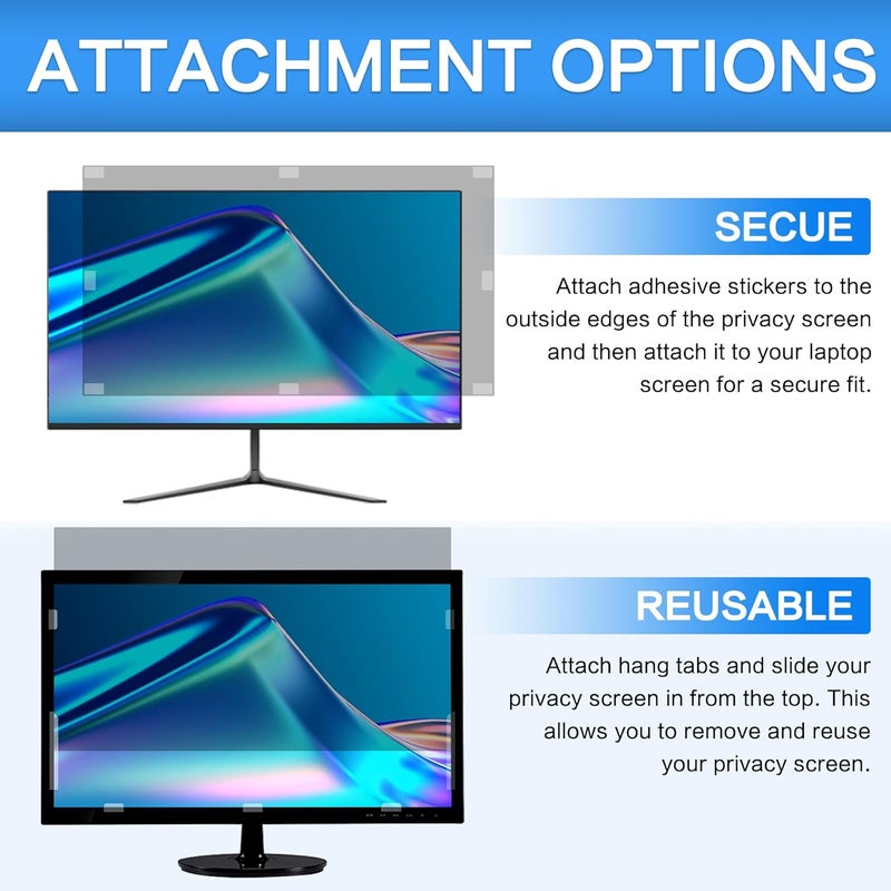 ZOEGAA 23.8 Inch Computer Privacy Screen Filter for 16:9 Widescreen Computer Monitor 20.75"x11.68", Computer Screen Privacy 23.8 inch and Anti Blue Light Anti Glare Protector - Image 5